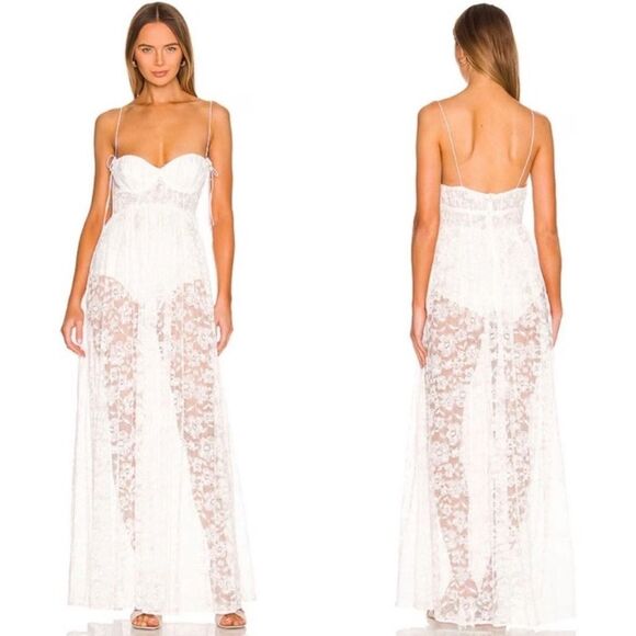 FOR LOVE & LEMONS Lorena Maxi Dress in White SMALL $275 - Picture 1 of 12
